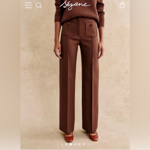 Sezane Pants - Sezane Caramel Brown High-Waisted Pants